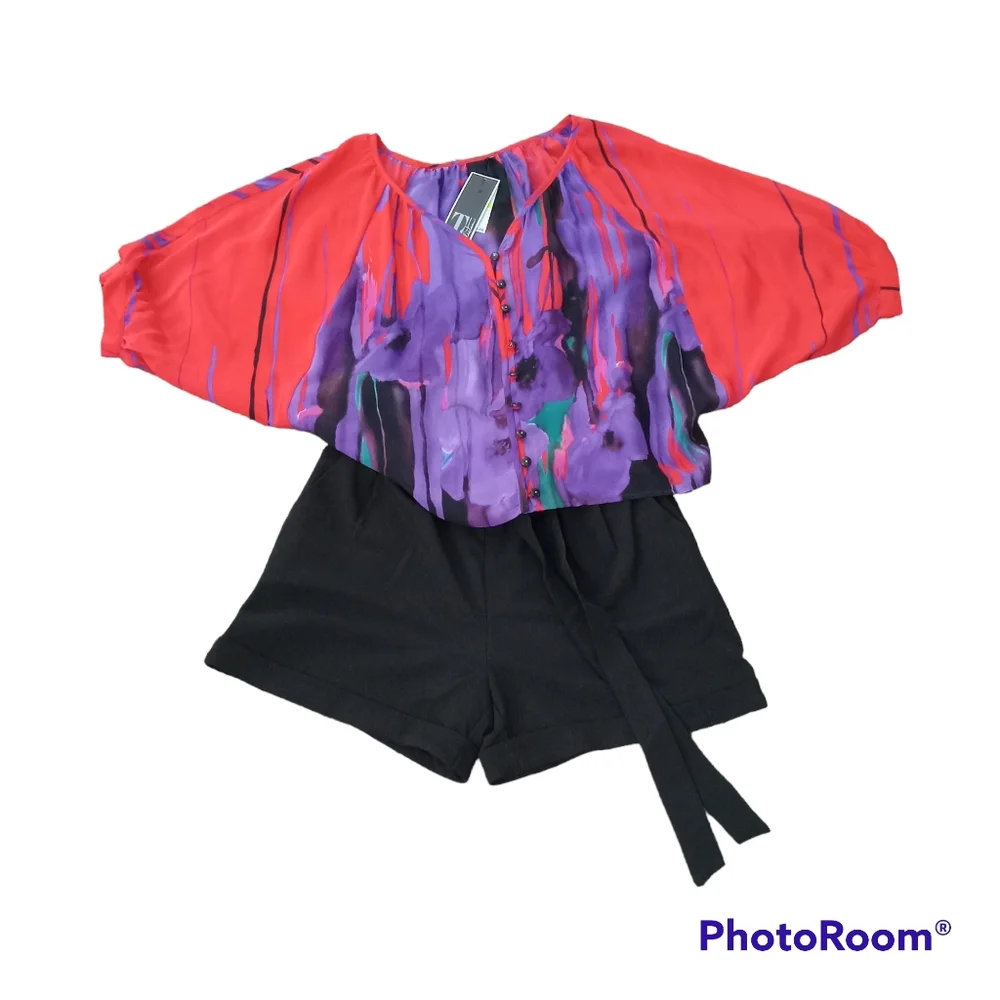 Tt Collection Multicolored Button Down 100% Silk Blouse Size M NWT - Picture 4 of 8